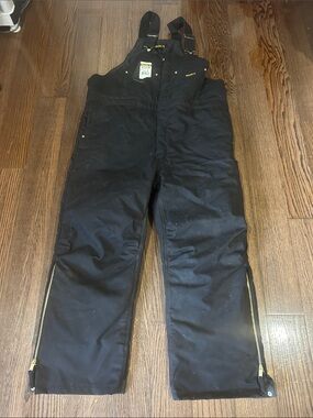 NWT Walls Black Insulated Bib Overalls with Yellow Accents pants new